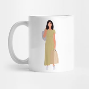 Sel in yellow long dress Outfit with grocery bags Fan Art Mug